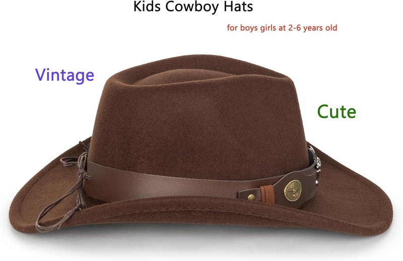 Vikodah Kids Wide Brim Western Cowboy Cowgirl Hat - Boys Girls Felt Fedora Hats for 2-6 Years - Image 5